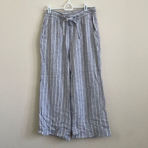Cropped Linen Blend Pants - Picture 1 of 8